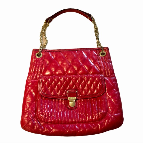 Coach Red Poppy Quilted Tote - Picture 1 of 7